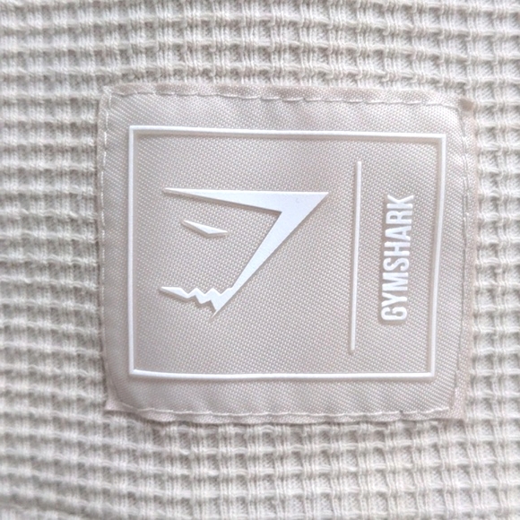 GYMSTARK | Waffle Knit Shirt Notch Neck Long Sleeve, Beige, Womens L - Picture 9 of 12